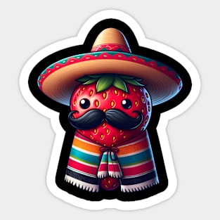 Cinco de Mayo strawberry with moustache Sticker